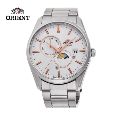 ORIENT 東方錶 SUN&MOON系列 日月相錶 鋼帶款 白面 RA-AK0306S - 41.5 mm