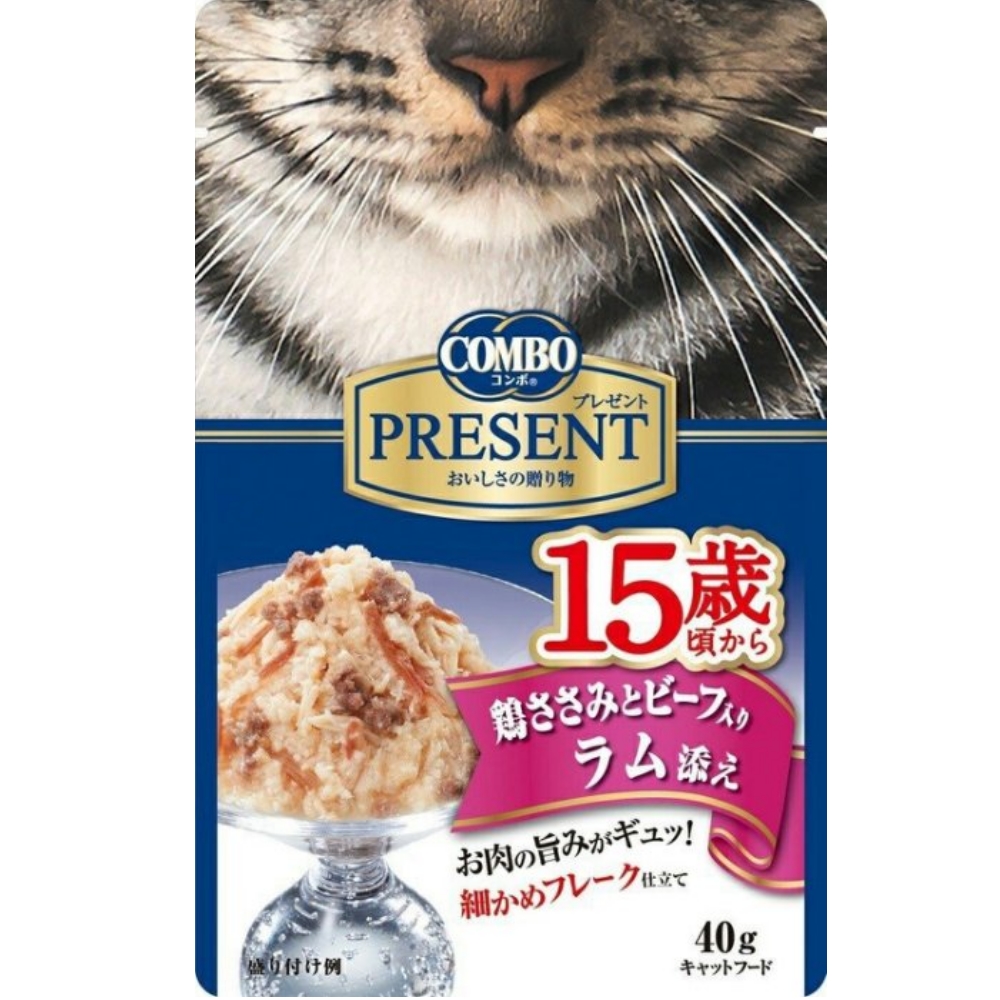 【任選】COMBO PRESENT 吻饌蒸煮食《15歲-雞肉+牛肉+羊肉》40G