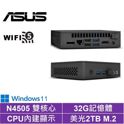 ASUS 華碩 NUC平台雙核{戰虎鐵衛W}Win11迷你電腦(N4505/32G/2TB M.2)