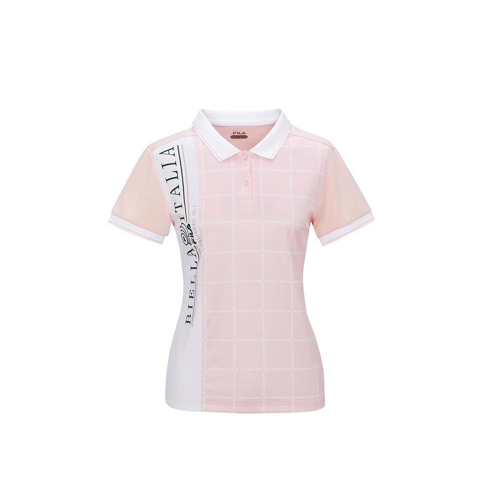 FILA 女抗UV吸濕排汗短袖POLO衫-粉色 5POW-1011-PK