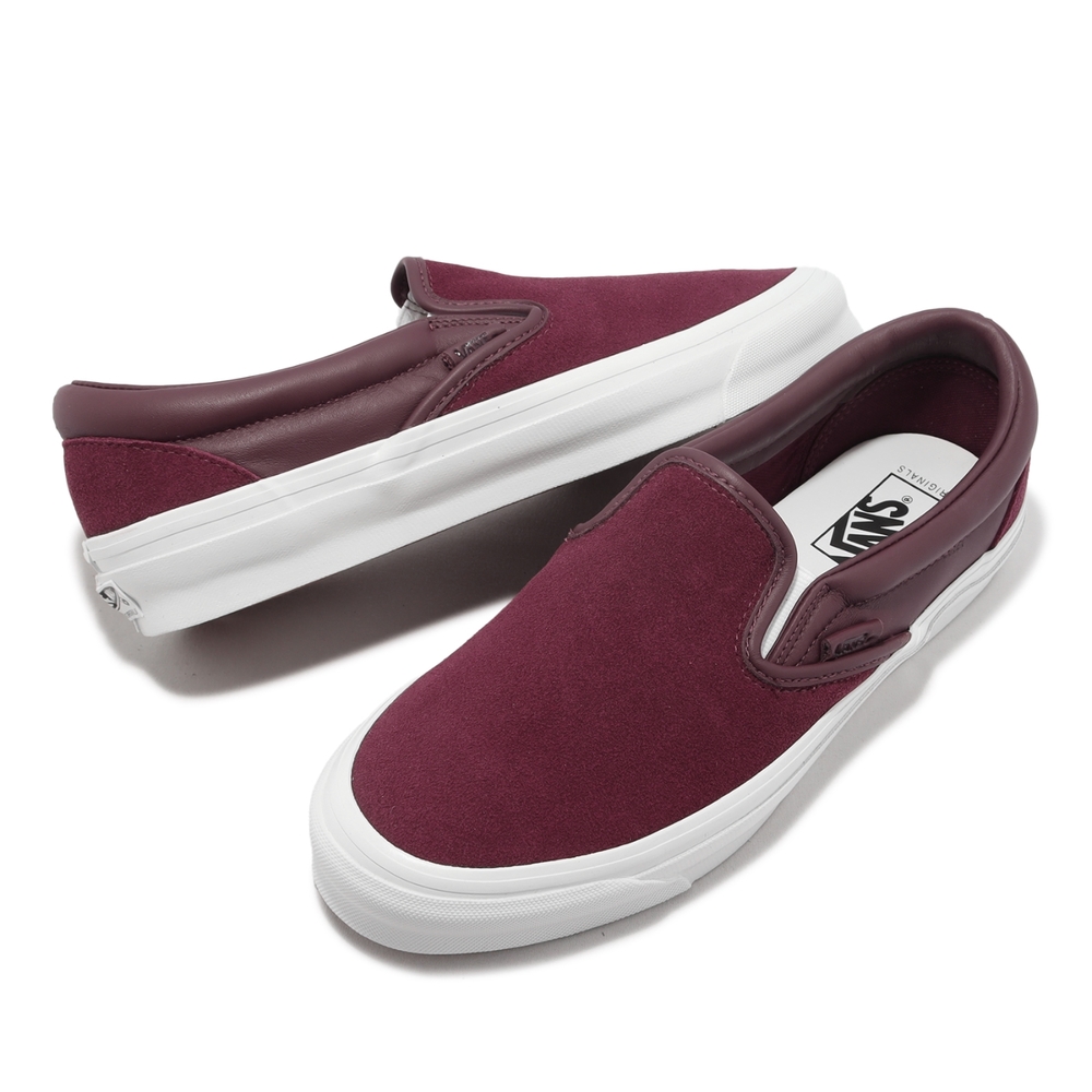 Vans 懶人鞋OG Classic Slip-On LX Vault 男鞋女鞋酒紅白麂皮休閒鞋