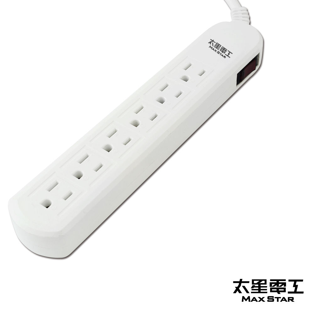 【太星電工】電腦線一開六插延長線 3P/15A/6尺