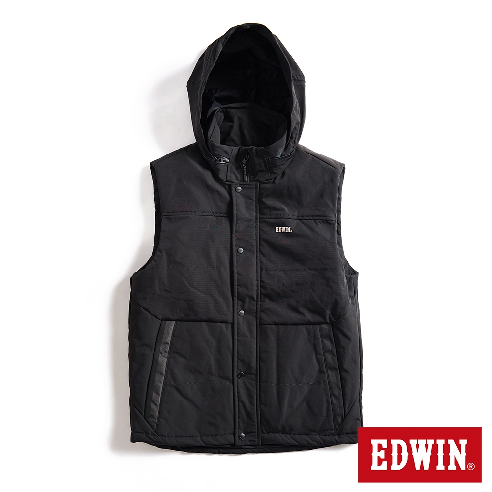 EDWIN 異素材剪接鋪棉背心-男-黑色
