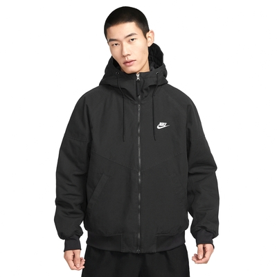 Nike 防風外套 NSW Windrunner 黑 白 保暖 男款 立領 寬鬆 連帽 長袖 DX0693-010