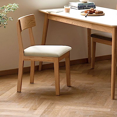 源氏木語鹿特丹橡木原木色弧形布面餐椅 Y28S33 煙栗棕 (H014366242)