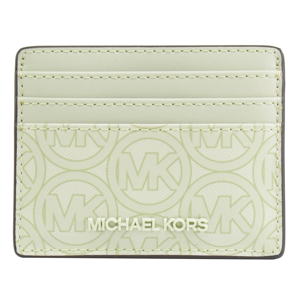 MICHAEL KORS JODIE 新版MK印花拼接隨身證件卡夾(薄荷綠)