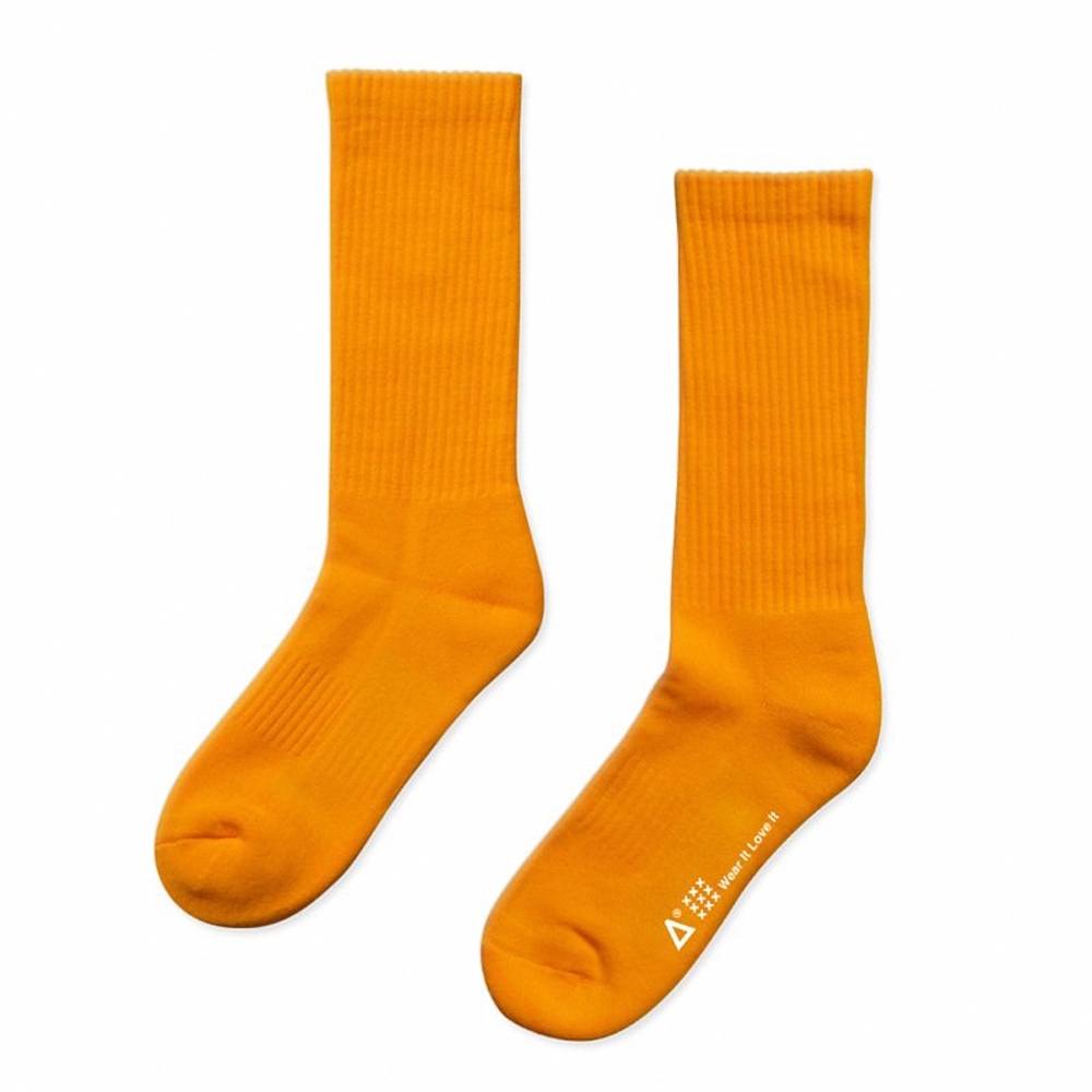 WARX除臭襪 經典素色高筒襪-夕陽橘