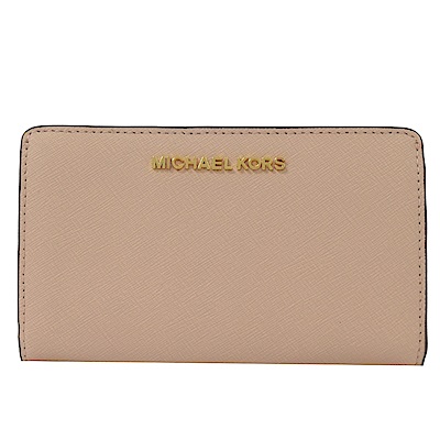 MICHAEL KORS Jet Set 金屬logo對開中夾(芭蕾粉)