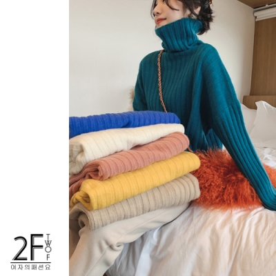 2F韓衣-高領直線條造型顯瘦上衣-3色-F