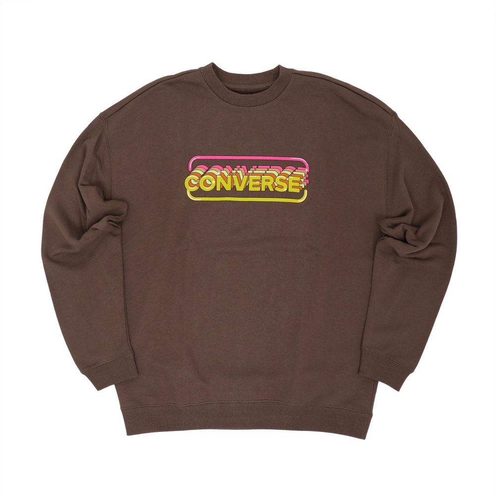 Converse 長袖Logo Sweatshirts 男款棕咖啡大Logo 大學T 衛衣匡威