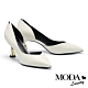 高跟鞋 MODA Luxury 輕熟時尚小摔紋牛皮尖頭高跟鞋－白 product thumbnail 1