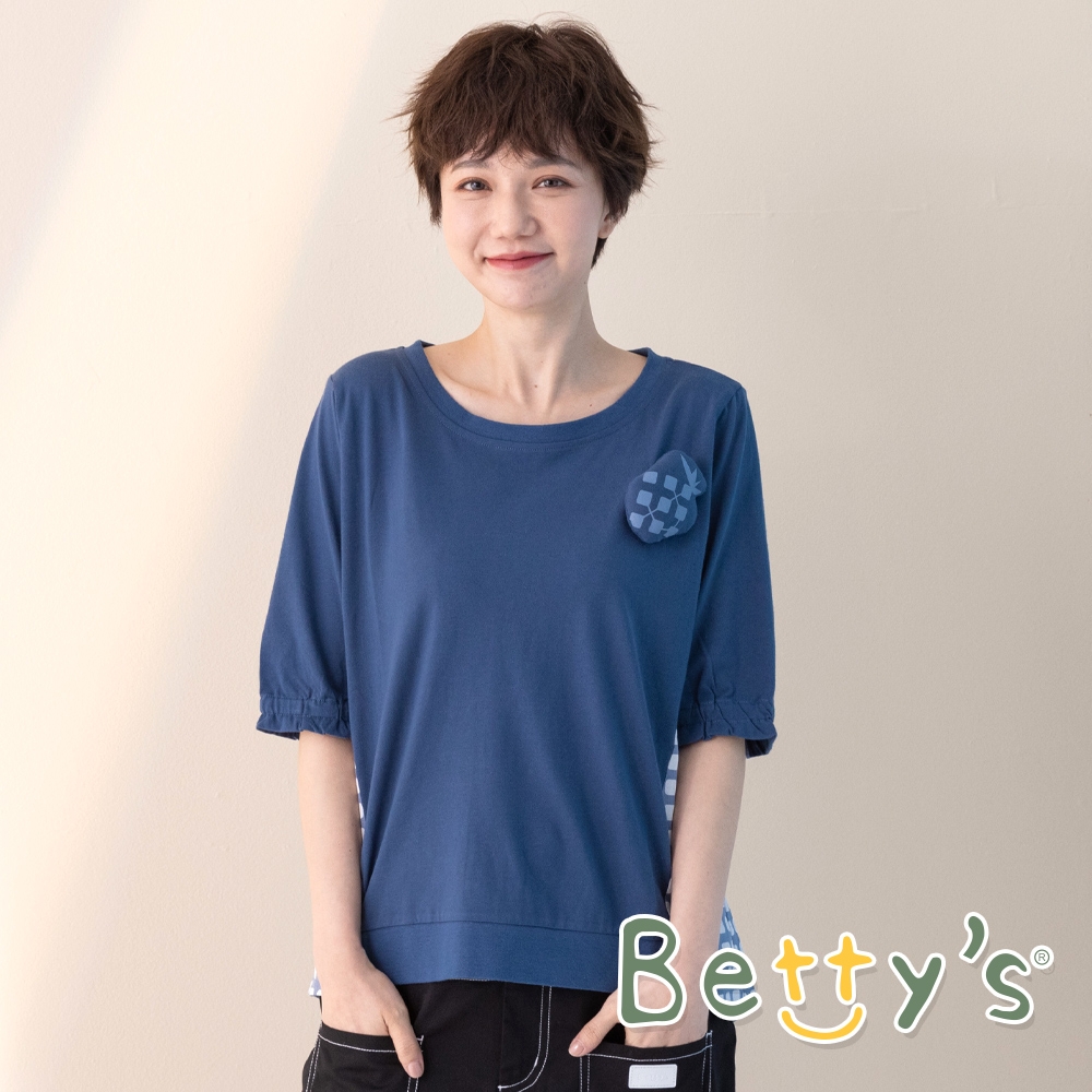 betty’s貝蒂思　鳳梨胸針拼接T-shirt (藍色)
