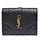 YSL 經典品牌LOGO菱格縫線牛皮暗釦三折短夾(黑) product thumbnail 1