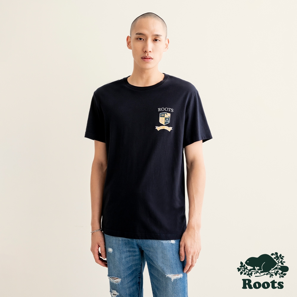 Roots 男裝- ESSENTIAL經典短袖T恤-軍藍色