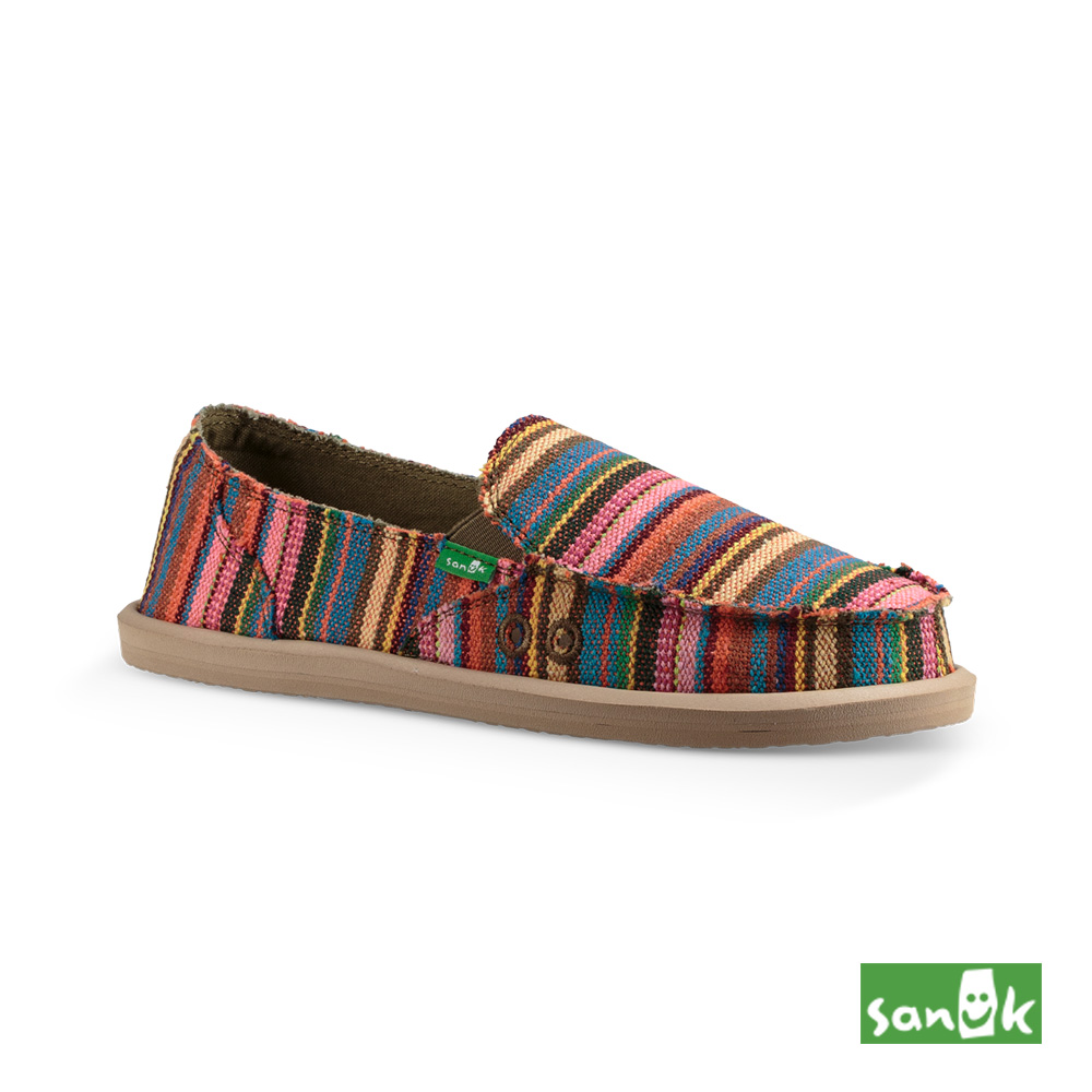 SANUK 繽紛條紋懶人鞋-女款(粉色)1020253 CKBL