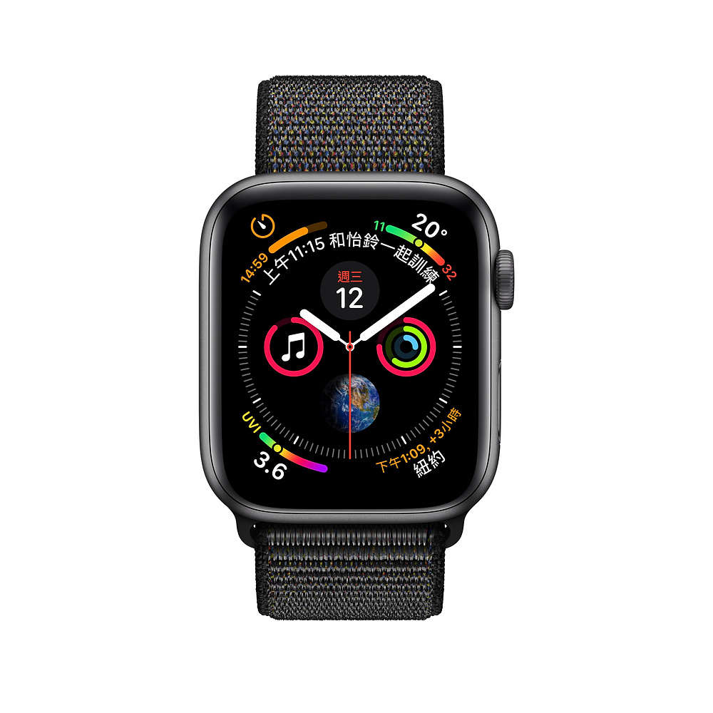 Apple Watch S4 LTE 44mm太空灰色鋁金屬錶殼搭配黑色運動型錶環| 其他