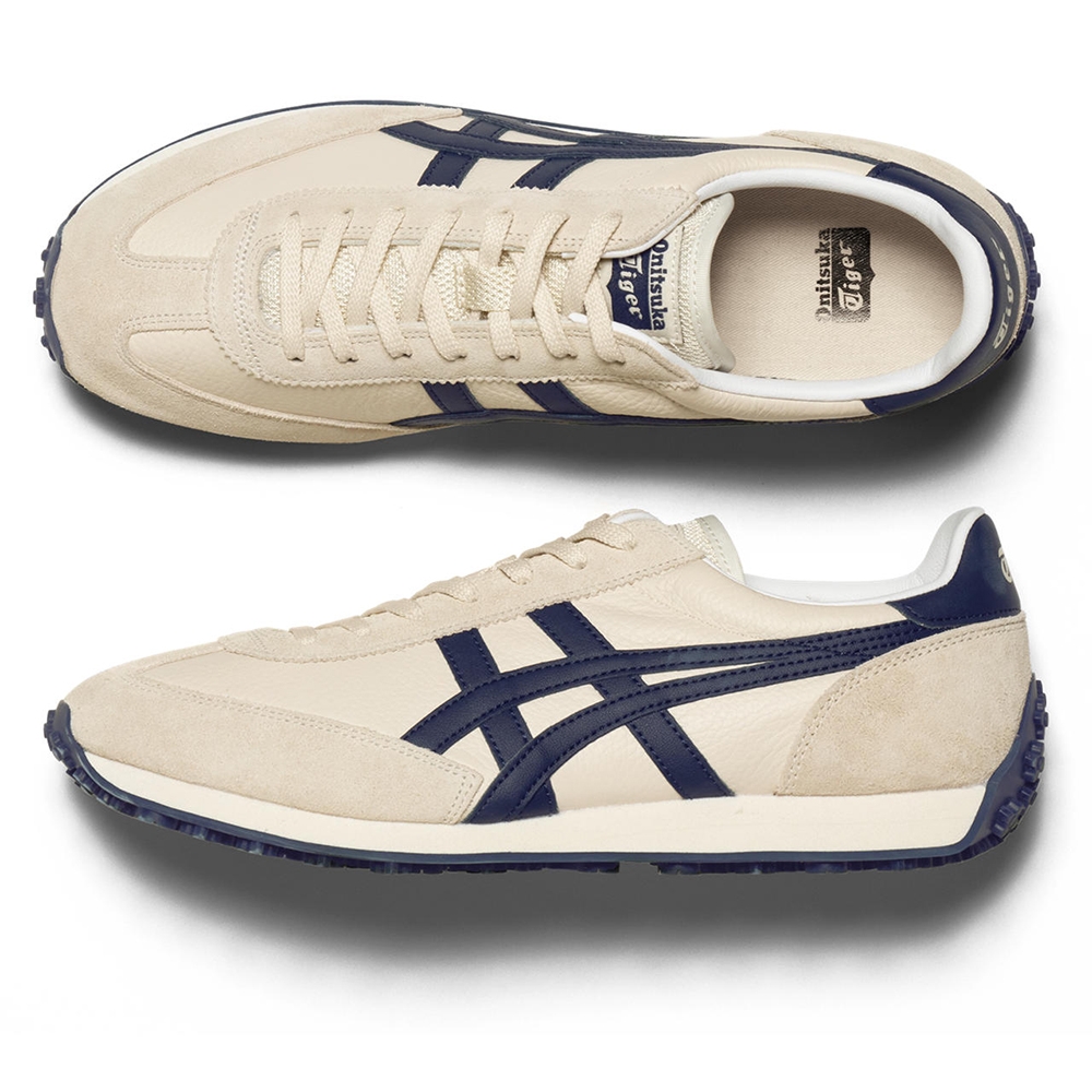 Onitsuka Tiger】鬼塚虎- 米色底深藍虎爪紋EDR 78 休閒鞋(1183B411-200 