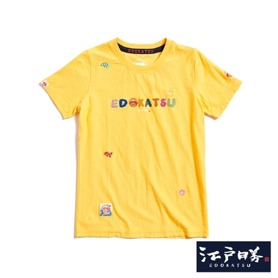 EDOKATSU 江戶勝 繽紛LOGO短袖T恤-女-黃色