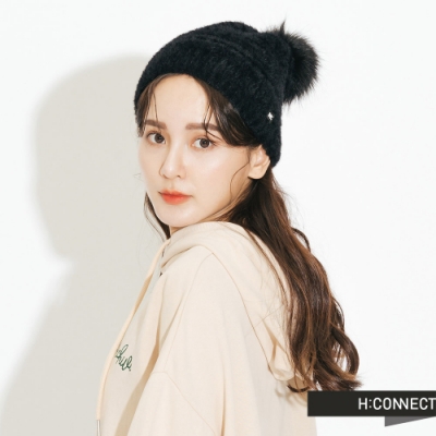H:CONNECT 韓國品牌 配件 - 絨毛球球毛帽 -黑