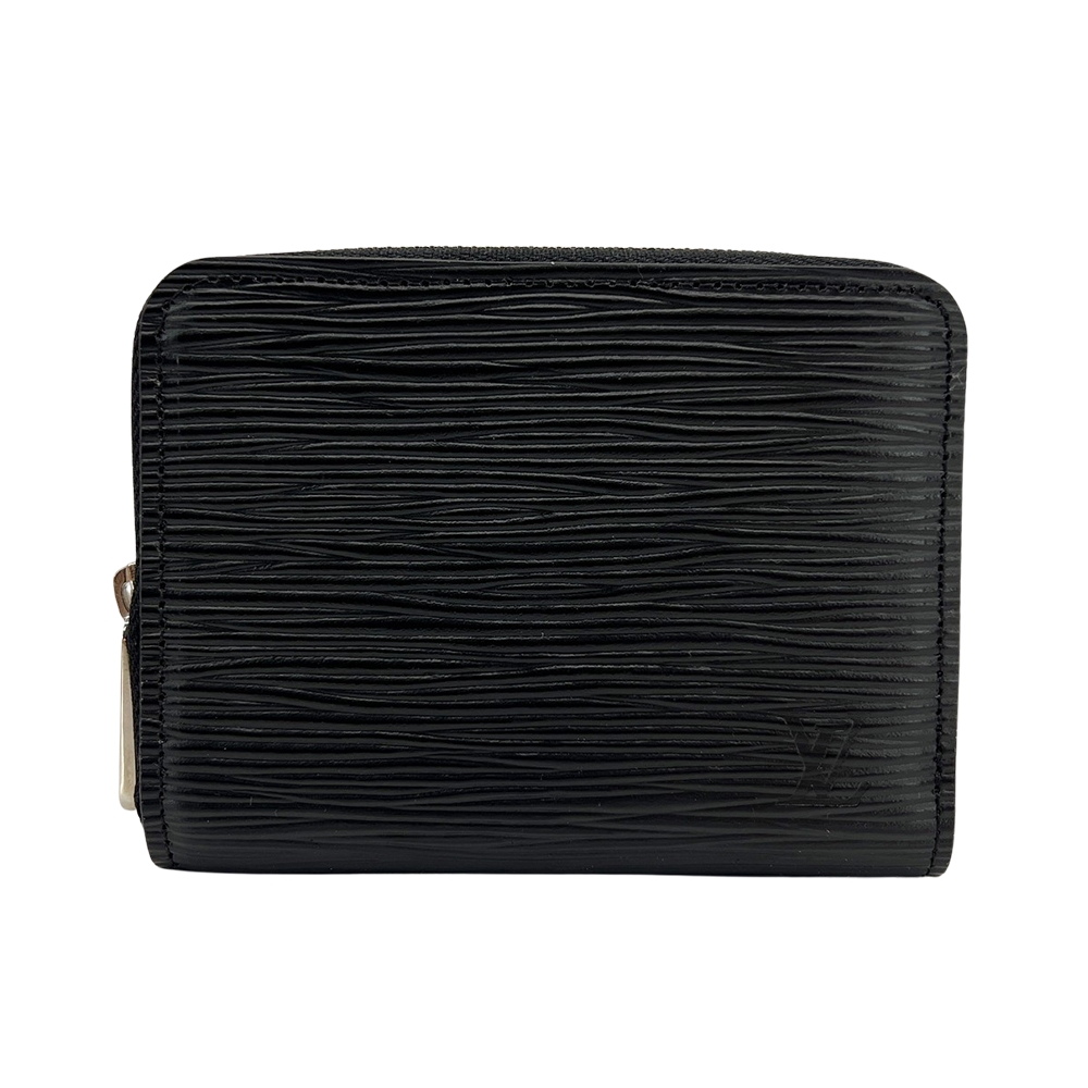 二手品 Louis Vuitton EPI 水波紋牛皮拉鏈零錢包短夾(黑)