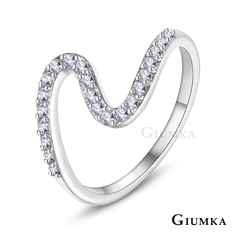 GIUMKA 戒指尾戒 簡約流線 精鍍正白K MR21009