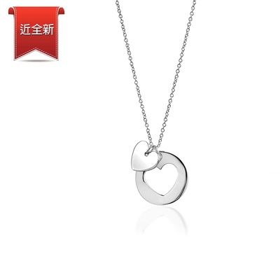 二手品 Tiffany&Co. 蒂芙尼 圓弧形鏤空雙愛心925純銀項鍊