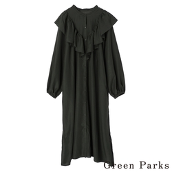 Green Parks  2WAY正反穿荷葉摺邊襯衫式洋裝