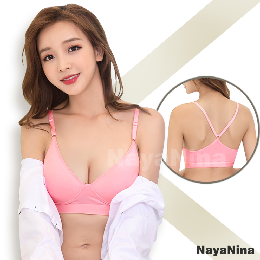 率性自在美背無鋼圈運動BRA內衣M~XXL(粉) Naya Nina