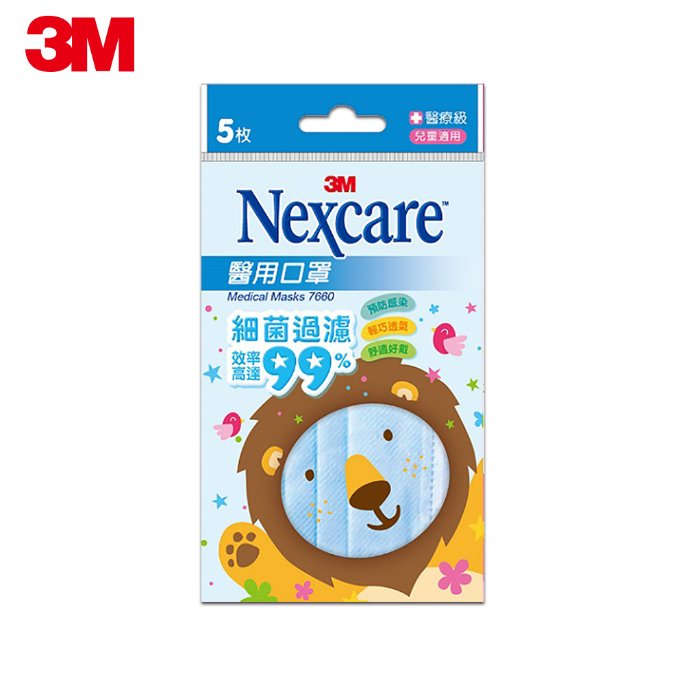 3M Nexcare 兒童醫用口罩 (粉藍 /5片包)