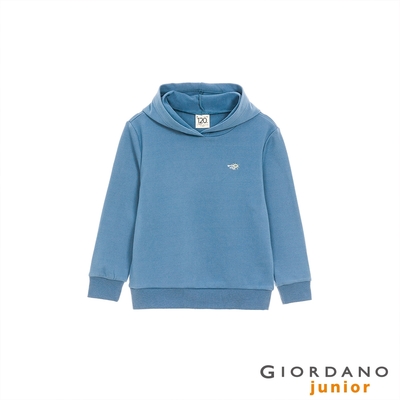 GIORDANO 童裝蓄溫德絨家居系列-連帽T恤 - 08 中藍