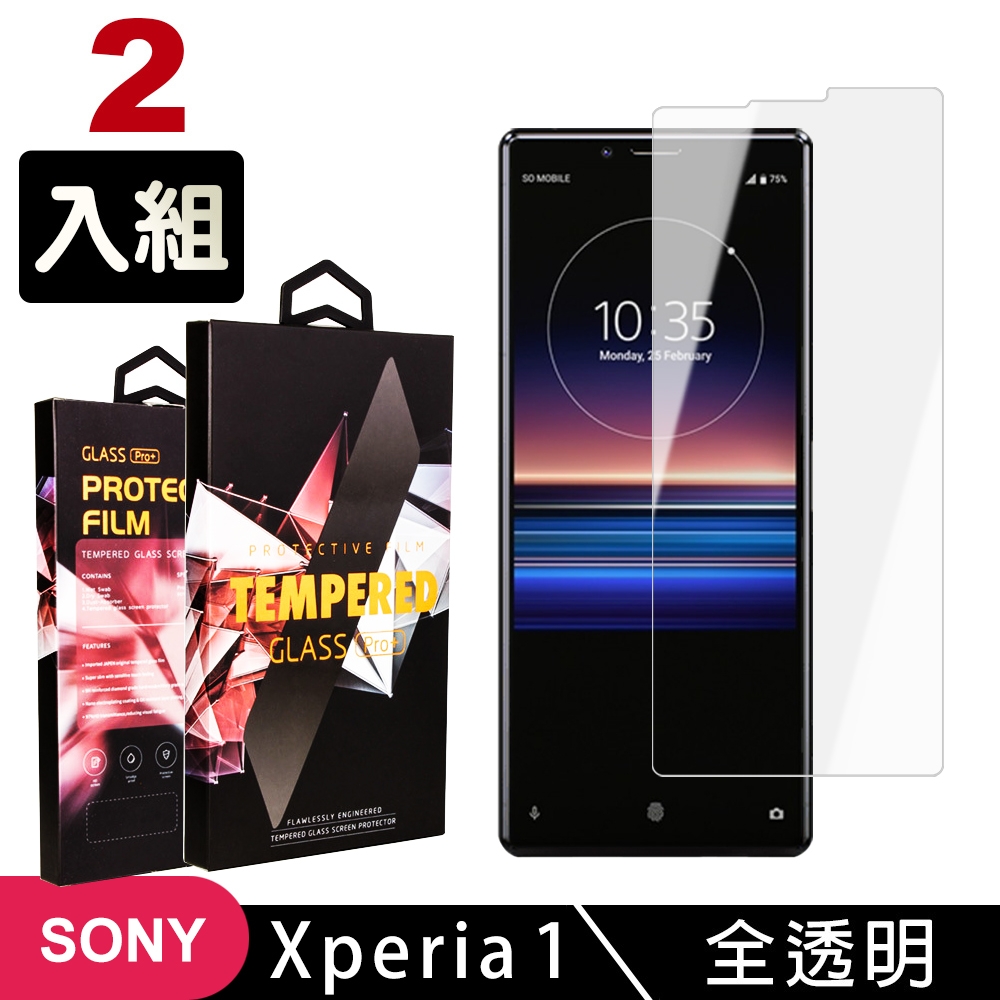 SONY Xperia1 高品質9D玻璃鋼化膜透明保護貼(2入-Xperia1保護貼Xperia1鋼化膜)