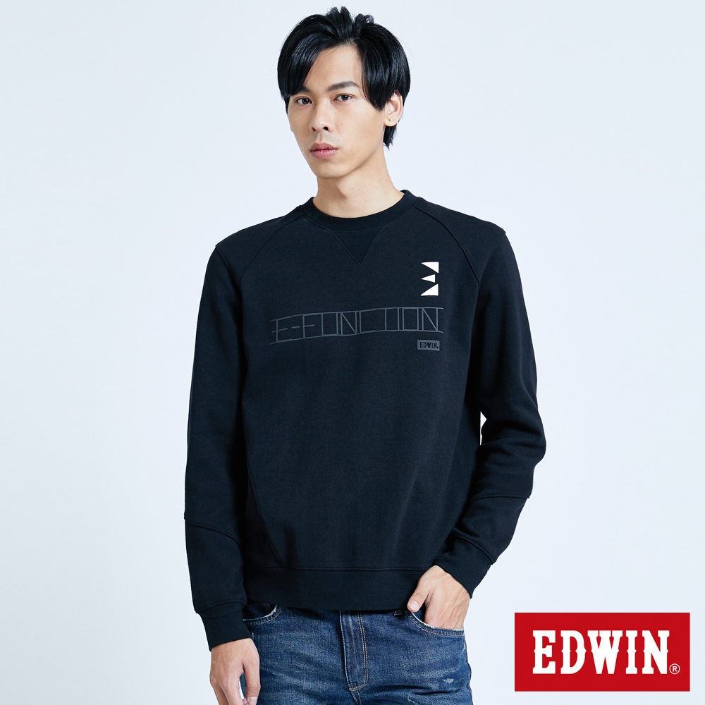 EDWIN 人氣復刻 E-FUNCTION 3D立體厚長袖T恤-男-黑色