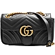 【GUCCI 古馳】446744 經典Marmont matelasse仿舊金色雙G LOGO牛皮山字車紋壓釦肩/斜背包(黑色) product thumbnail 1