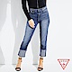 GUESS-女裝-刷白造型反折直筒牛仔褲-深藍 原價3790 product thumbnail 1