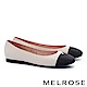平底鞋 MELROSE 經典撞色異材質拚接金屬M字釦牛皮平底鞋－米 product thumbnail 1