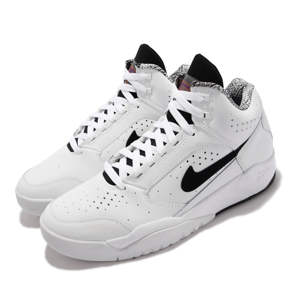 Nike 休閒鞋 Air Flight Lite Mid 男鞋 經典款 中筒 復古 球鞋 穿搭 皮革 白 黑 DJ2518-100