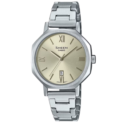 CASIO 卡西歐 SHEEN 拋光金屬 優雅時尚腕錶-金 母親節 禮物 30mm / SHE-4554D-9A