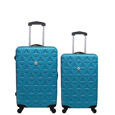 Gate9花花系列/二件組24吋+20吋/ABS霧面輕硬殼旅行箱/行李箱-土耳其藍