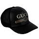 GUCCI Print 黑色皮革品牌標誌圖騰棒球帽 product thumbnail 1