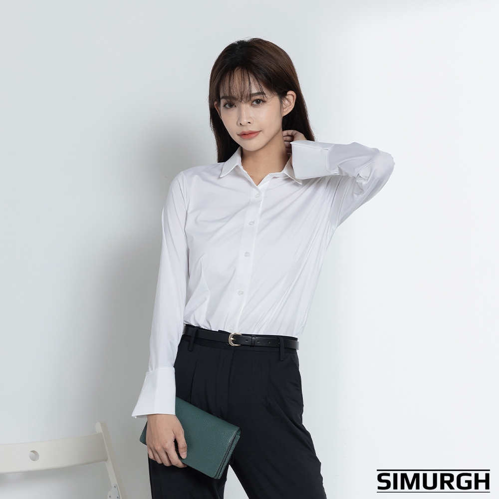 SIMURGH-舒仕裝-折袖襯衫(白色/黑色)