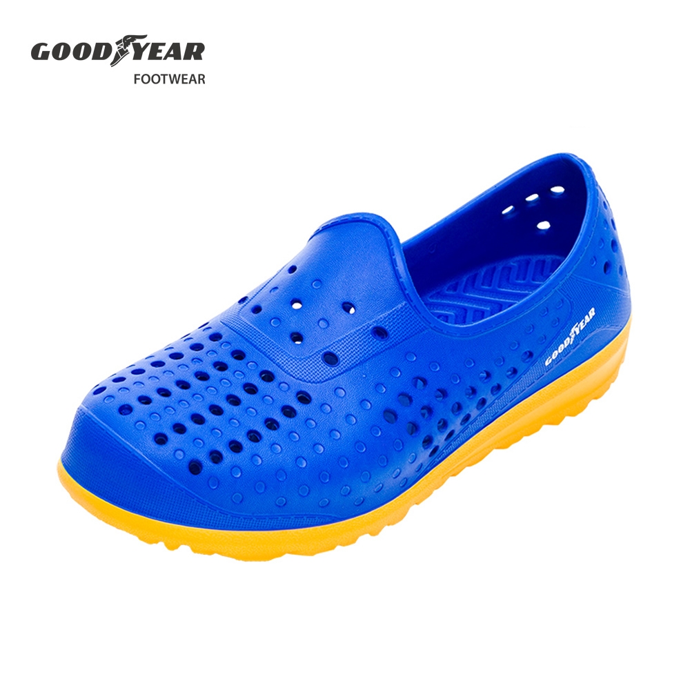 【GOODYEAR 固特異】撞色系 男款 多功能洞洞鞋 藍黃(GAMP03676)