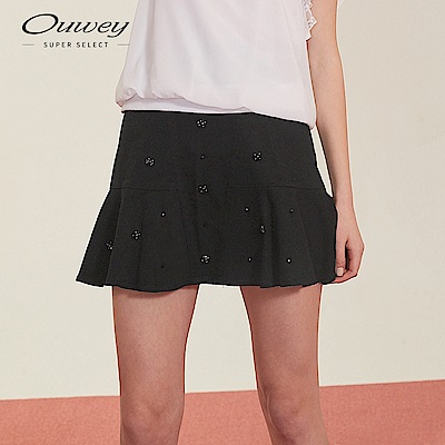 OUWEY歐薇 精緻縫飾蛋糕褲裙(黑)