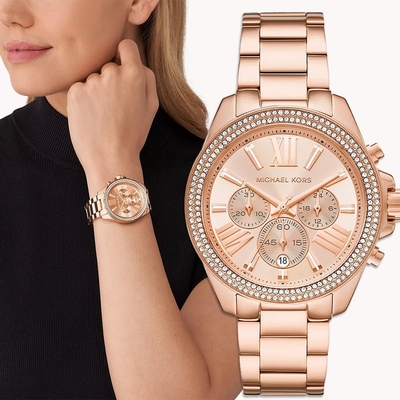 Michael Kors MK Wren 三眼計時晶鑽女錶 送禮首選-42mm MK7430