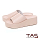 TAS 一字寬版漆皮楔型涼拖鞋-輕感膚 product thumbnail 1