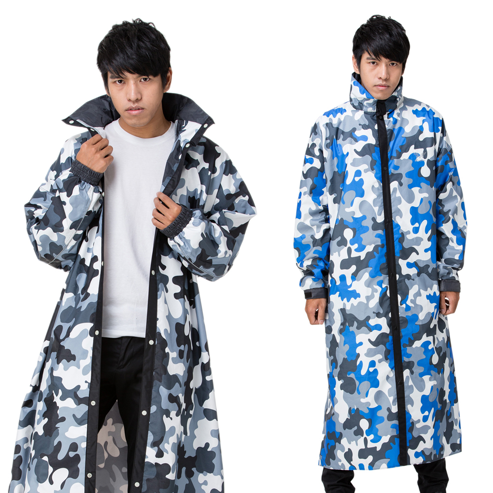 【東伸 DongShen】時尚迷彩大衣型雨衣 product image 1