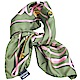 MOSCHINO 義大利緞帶流蘇字母LOGO圖騰100%絲質絲巾(橄欖綠) product thumbnail 1