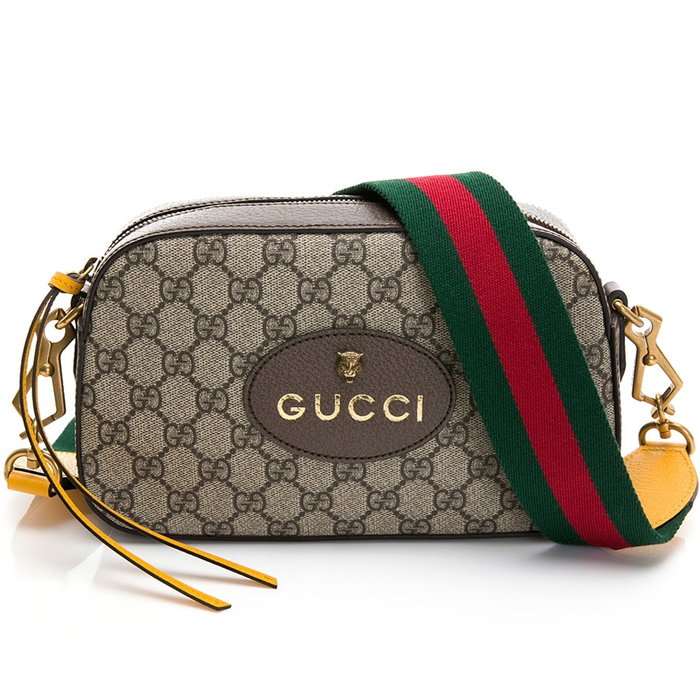 Gucci 虎頭綠紅綠織帶相機斜揹包 棕色 Gucci Yahoo奇摩購物中心