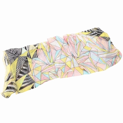 Missoni 幾何圖案莫代爾棉混紡絲質黃色流蘇邊圍巾 披肩(140x140)