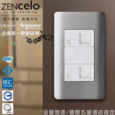 法國Schneider ZENcelo系列 埋入式資訊網路/ 電話插座_銀