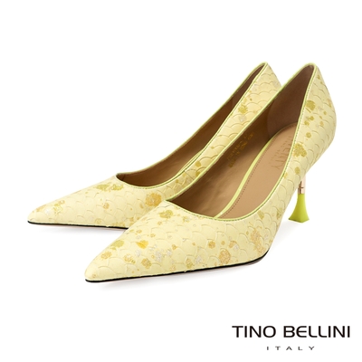 Tino Bellini 尖頭美人魚異材質拼接高跟鞋FSEV006(檸檬黃)